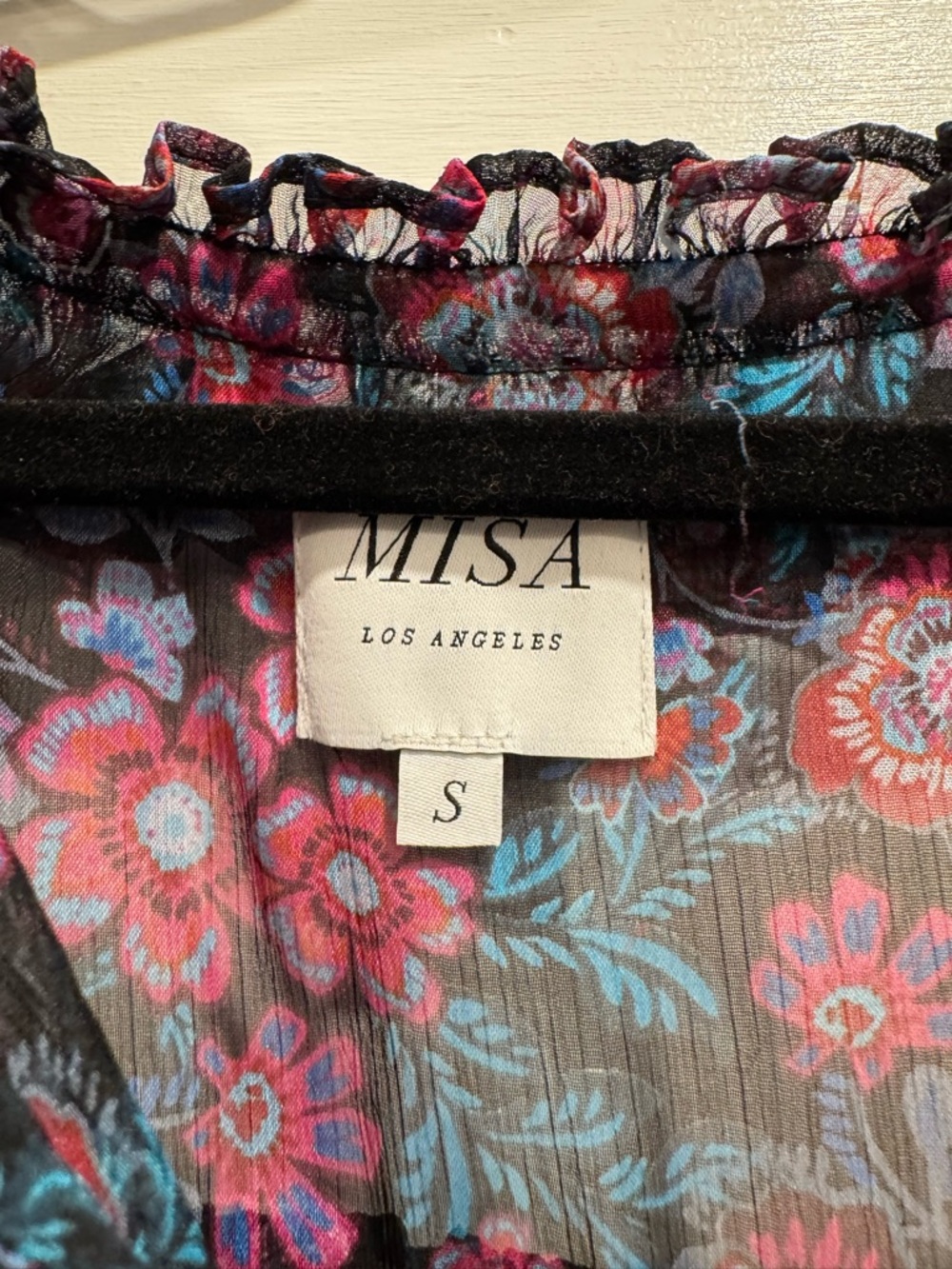 Misa‎ Los Angeles Virginie Maxi Dress Electric Ditsy Boho Party Sheer Feminine - Picture 8 of 15